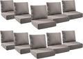 6" Thick Outdoor Cushions 24x24x6, 10-Set Deep Seat Patio Cushions with Removable Cover, Waterproof & Fade Resistant Replacement for Wicker Chair, Loveseat, Sofa - Grey