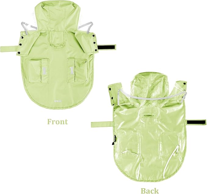 Waterproof Dog Raincoat, Adjustable Reflective Lightweight Pet Rain Clothes with Poncho Hood(X-Small,Light Green)