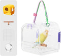Bird Travel Carrier Cage with Metal Perch, Bottom Mesh, Food Bowl Tray, Cage Cover & Breathable Clear Ventilation for S/M Birds, Conures, Parakeets, Budgies, Canaries, Lovebirds - Purple