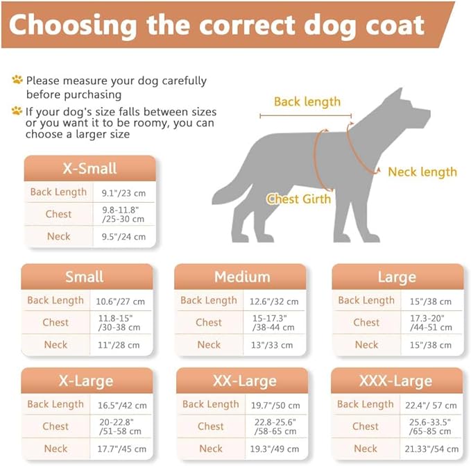 Windproof Waterproof Dog Coat Fleece & Cotton Lined Warm Jacket, Cold Weather Pet Apparel Clothes Vest for Small Medium Large Dog Khaki, XL