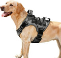 Heavy-Duty Tactical Dog Harness for Large Dogs, No Pull Adjustable Reflective Pet Vest with Molle System, K9 Military-Grade Control for Service Training, Outdoor & 10+ Breeds, Gray Camo, Medium