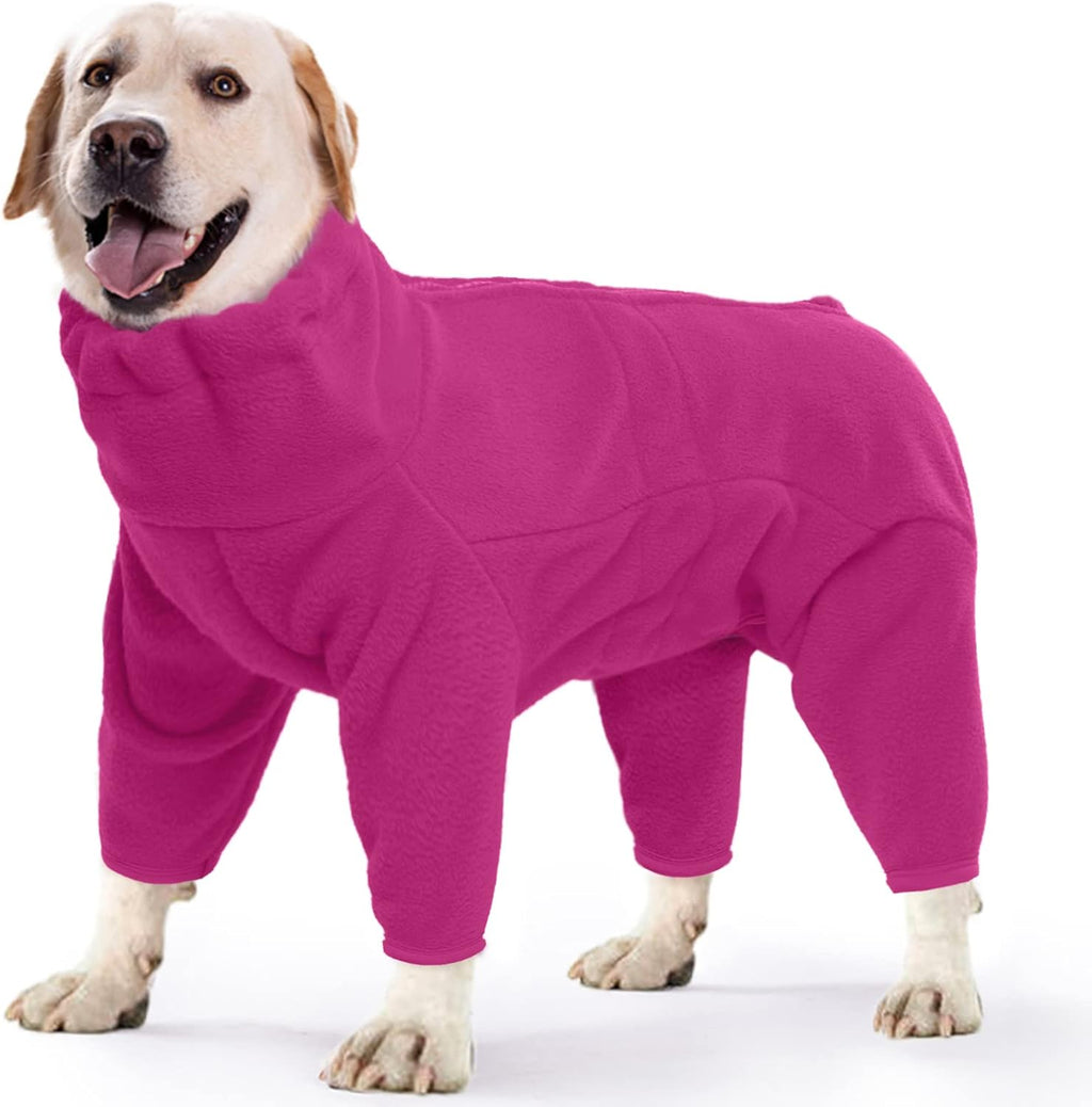 ROZKITCH Dog Winter Coat Soft Fleece Pullover Pajamas, Pet Windproof Warm Cold Weather Jacket Vest Cozy Jumpsuit Apparel Outfit Clothes for Small Medium Large Dog Walking Hiking Sleep Pink XS