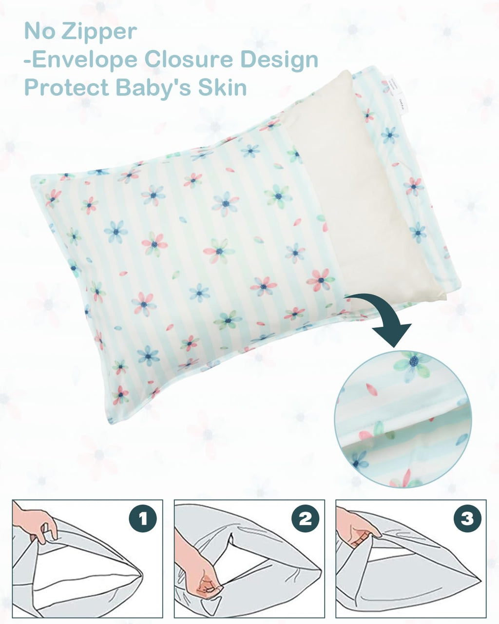 ALVABABY Toddler Pillowcases Stretchy Soft Kids Pillow Cover 2 Pack Fit 13"x 18" or 12"x16" Envelope for Girl Boy Sleepy Travel 2TPE28A