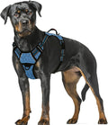 BARKBAY No Pull Dog Harness Large Reflective Dog Harness with Front Clip and Easy Control Handle for Walking Training Running with ID tag Pocket(Blue/Black,XL)