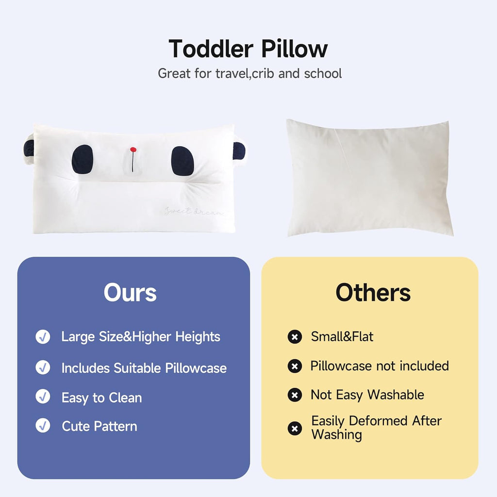 Choc chick Toddler Pillow,20X12Inches Machine Washable Soft Hypoallergenic Kids Pillows,Child Cute Animal Design Perfect Toddler Pillows for Sleeping (Panda)