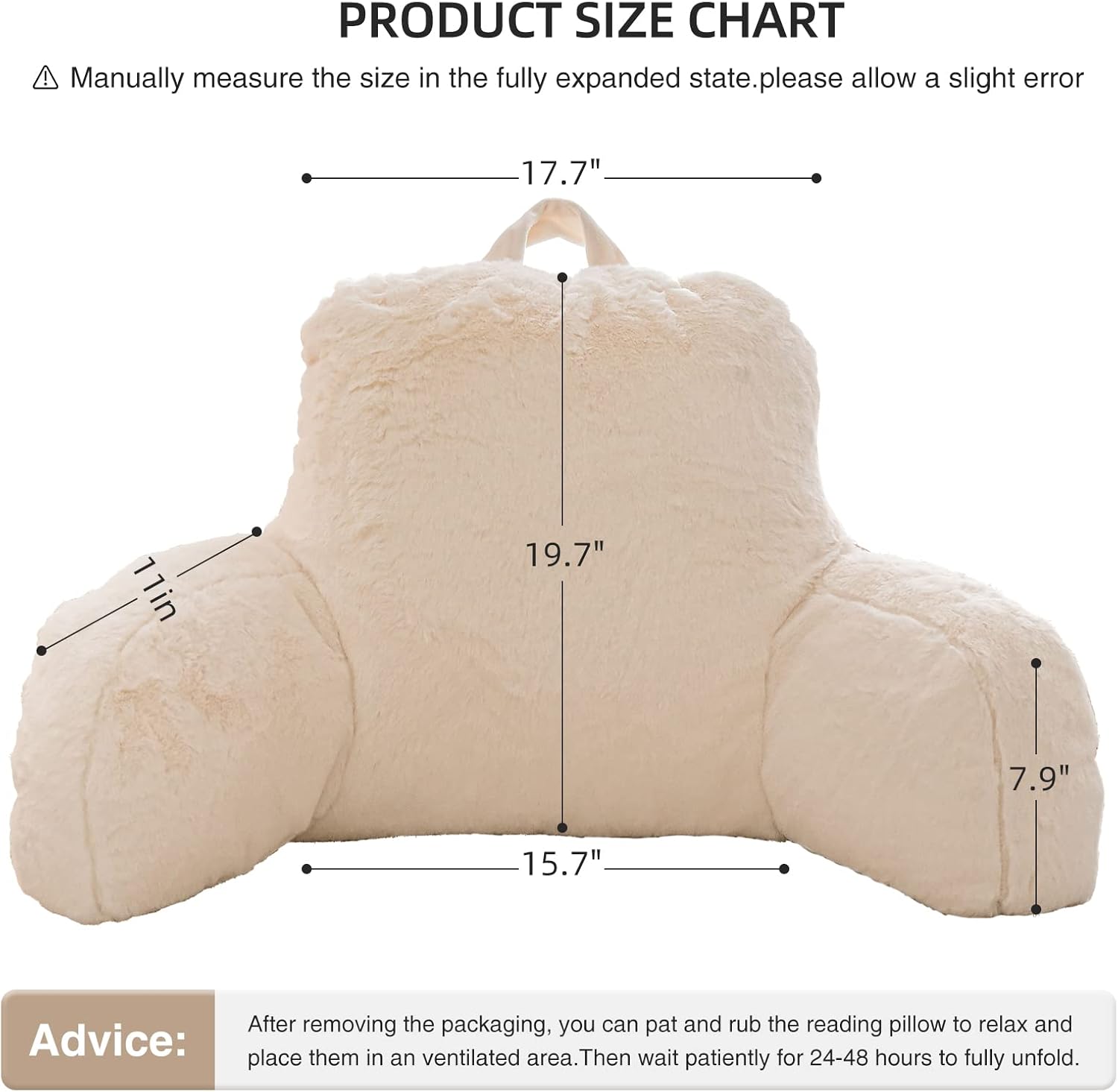 Aimuan Reading Pillow Bed Rest Wedge Large Adult Backrest Pillow with Arms Sitting in Bed Cushion Incline Rest Sleeping Pillow for Watching TV/Gaming/Relaxing, Ivory Large