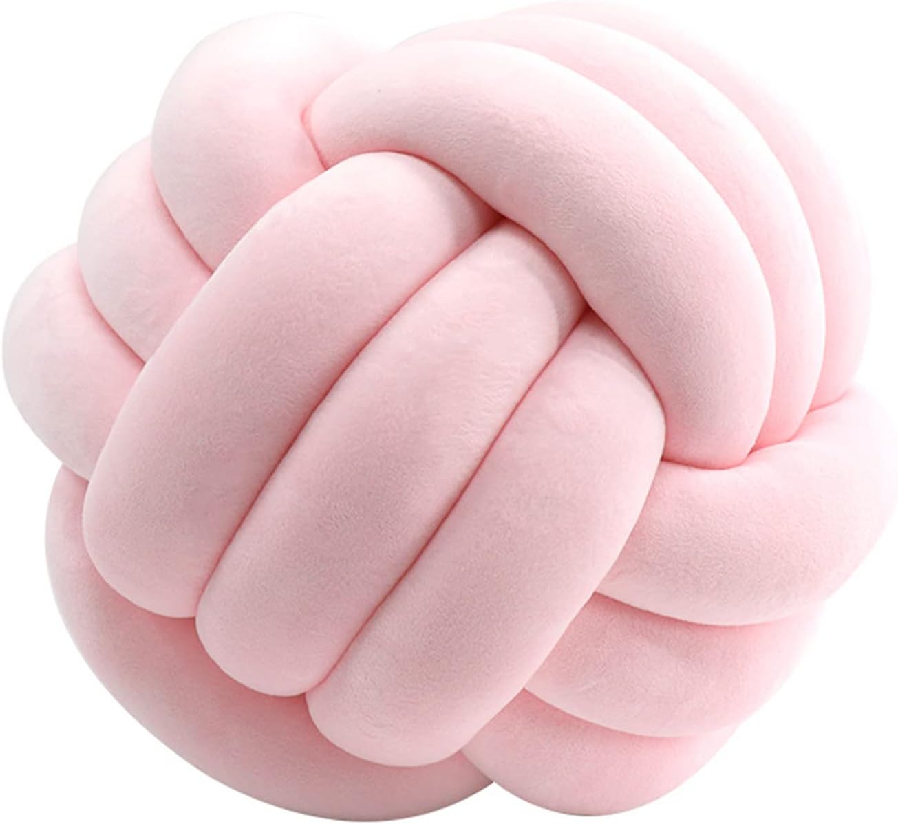 Round Throw Pillow, Soft Handmade Knot Ball Pillows, Home Decoration Pillow, Knotted Plush Toys Throw Pillow (13.5 inches, Pink)