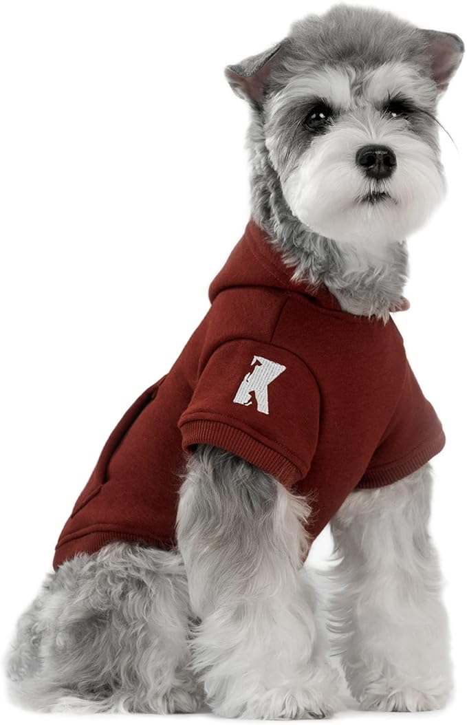 Koneseve Dog Hoodie Fleece Puppy Clothes Warm Sweater with Hat for Small Dogs Cat Hooded Shirt Kitten Pet Basic Hoodies Sweatshirt with Pocket Doggie Soft Winter Coat Apparel (Red; S)
