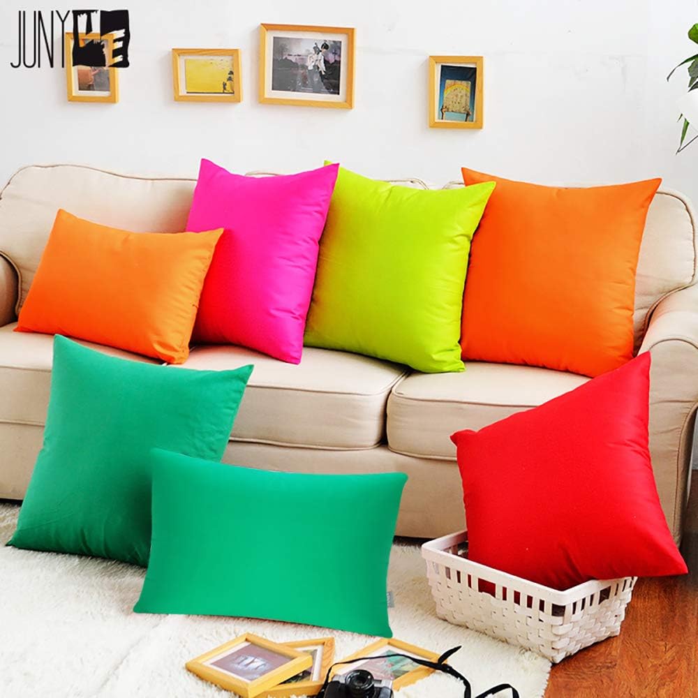 4-Pack 100% Cotton Comfortable Solid Decorative Throw Pillow Case,Thmyo Square Cushion Cover Pillowcase Sublimation Blank Pillow Covers DIY Throw Pillowcase for Sofa(18x18 inch/ 45x45cm,Bright Green)