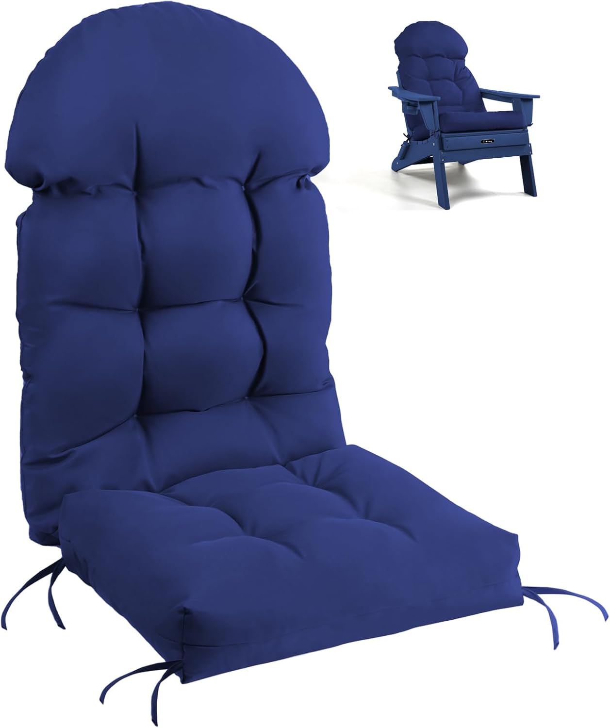 FUNBERRY Adirondack Chair Cushion, Thicken Comfy Cushions for Rocker Non Slip Fade Shield Waterproof High Back with Ties