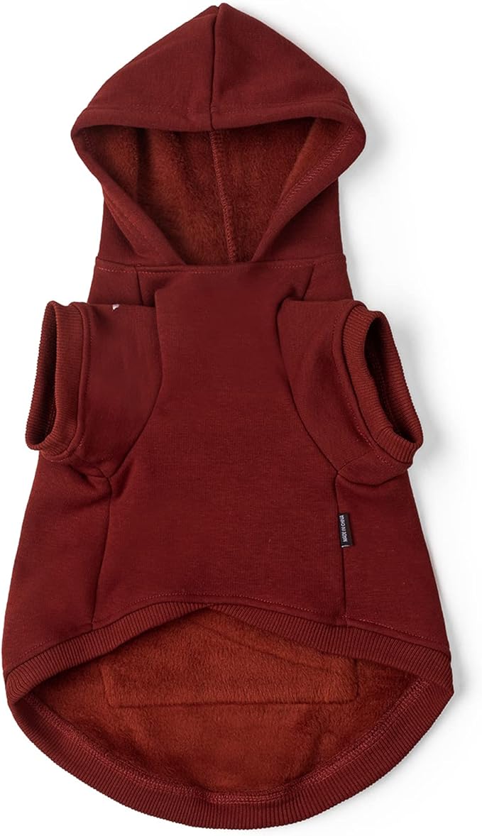 Koneseve Dog Hoodie Fleece Puppy Clothes Warm Sweater with Hat for Small Dogs Cat Hooded Shirt Kitten Pet Basic Hoodies Sweatshirt with Pocket Doggie Soft Winter Coat Apparel (Red; L)