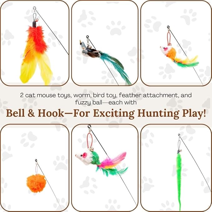 Interactive Cat Toys for Indoor Cats Suction Cup Cat Toys for Indoor Cats Bird Hunting Slefplay Simulation for Kitten Flying Bird Toy Feather Wand Attachments