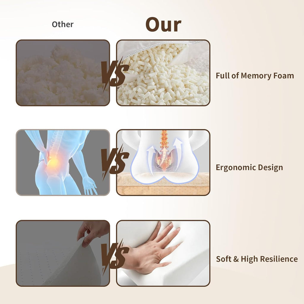 Chair Cushions for Dining Chairs, Tufted Foam Kitchen Chair, Non-Slip Seat Cushions with Ties Set of 4, 15.5" x 15.5" x 4", Beige