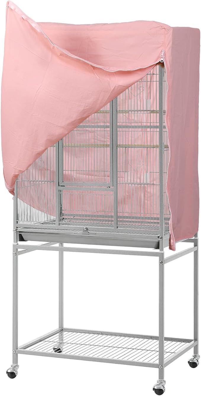 QBLEEV Birdcage Covers, Breathable Parrot Cage Cover Shade, Universal Blackout Windproof Light-Proof Covering Reduces Distractions Night Accessories Cloth Without Cage-17.7x24.8x31.5in (LxWxH)