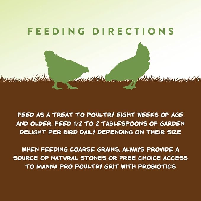 Manna Pro Garden Delight Chicken Treat, Dried Vegetable & Herb Treat Mix for Chickens, Ducks, and Poultry, Natural Coop Enrichment Snack for Hens and Backyard Birds, Made in USA, 2.25 lb Bag