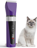 oneisall Cat Grooming Clippers for Matted Long Hair, 5-Speed Cat Grooming Kit Cordless Low Noise Pet Hair Clipper Trimmer Shaver for Dogs Cats Animals (Purple)