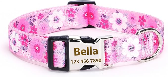 Moonpet Personalized Custom Customized Dog Collar with Engraved ID Tag Dog Name and Phone Number/Heavy Duty Adjustable Dog Collars for Puppy X-Small Small Medium Large X-Large Boy Girl Dogs