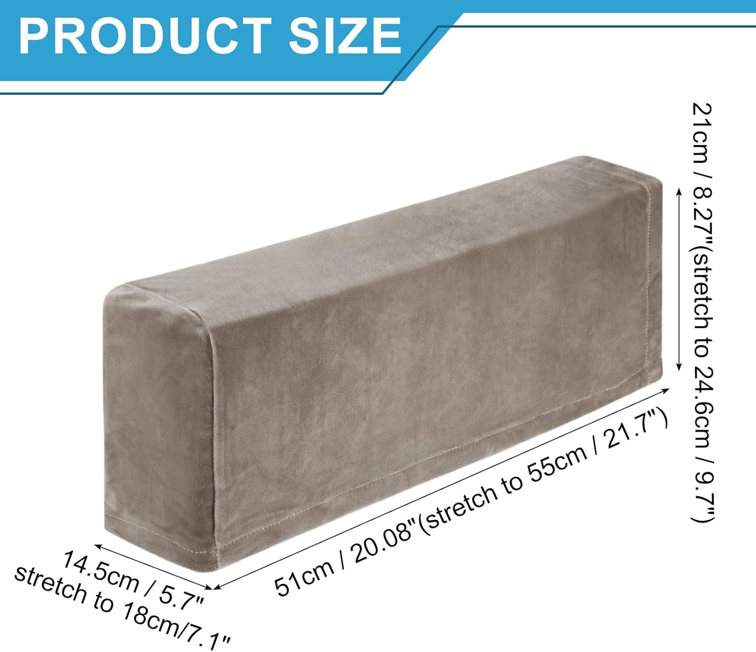 uxcell 2Pcs Stretch Armrest Covers, Polyester Soft Armchair Slipcovers Couch Recliner Arm Cover for Chair Sofa Protector, Khaki