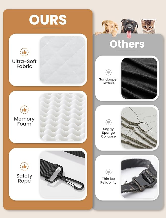 (Up to 35lbs Small/Medium Dog Car Seat Booster Dog Seat for Car Portable with Adjustable Seatbelts Pet Travel Car Bed Seat for SUV, Truck, with Memory Foam Cushion (White)