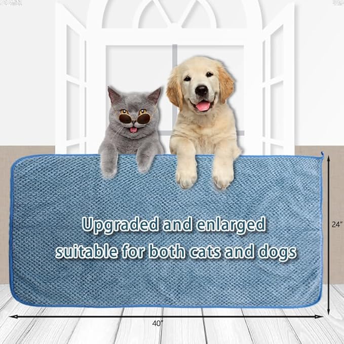 Microfiber Dog Towels - 40x24 Inch, Super Absorbent & Quick - Drying, Soft Pet Grooming Towel for Small & Medium Dogs & Cats, Blue