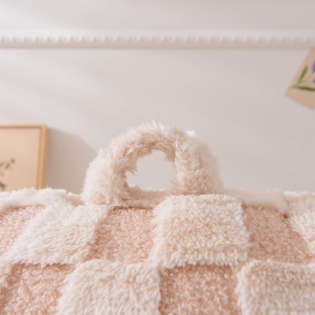 Aimuan Reading Pillow Checkered Bed Rest Wedge Backrest Checkerboard Pillow with Arms Back Support for Sitting Up in Bed Cushion Incline Rest Sleeping Snoring Pillow (Beige,Large)