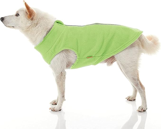 Gooby Zip Up Fleece Dog Sweater - Lime, 2X-Large - Warm Pullover Fleece Step-in Dog Jacket with Dual D Ring Leash for Small to Medium Dogs
