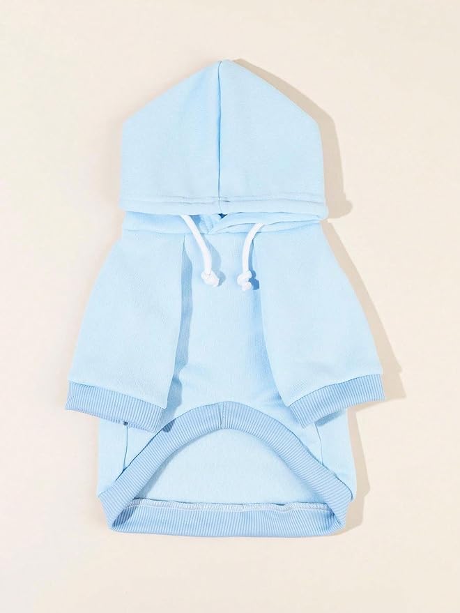 QWINEE Basic Dog Hoodie Sweatshirt Puppy Sweater Warm Cat Costumes Pet Clothes for Chihuahua Puppy Kitten Small Medium Dogs Light Blue X-Large