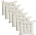 6 Pack Square Seat Cushion Chair Pads for Kitchen Dining Chairs, Soft Comfort Velvet Chair Mat Pillow Cushions with Ties for Office Desk Living Room Tatami 15.5", Ivory