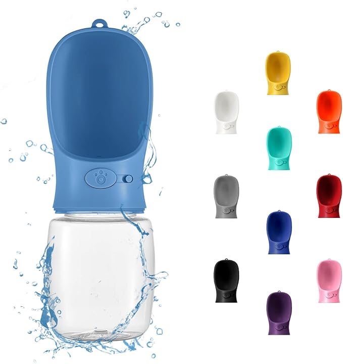 WePet Portable Dog Water Bottle, 12 OZ, Leak Proof Puppy Water Dispenser with Drinking Feeder for Pets Outdoor Walking, Hiking, Travel, Food Grade Plastic