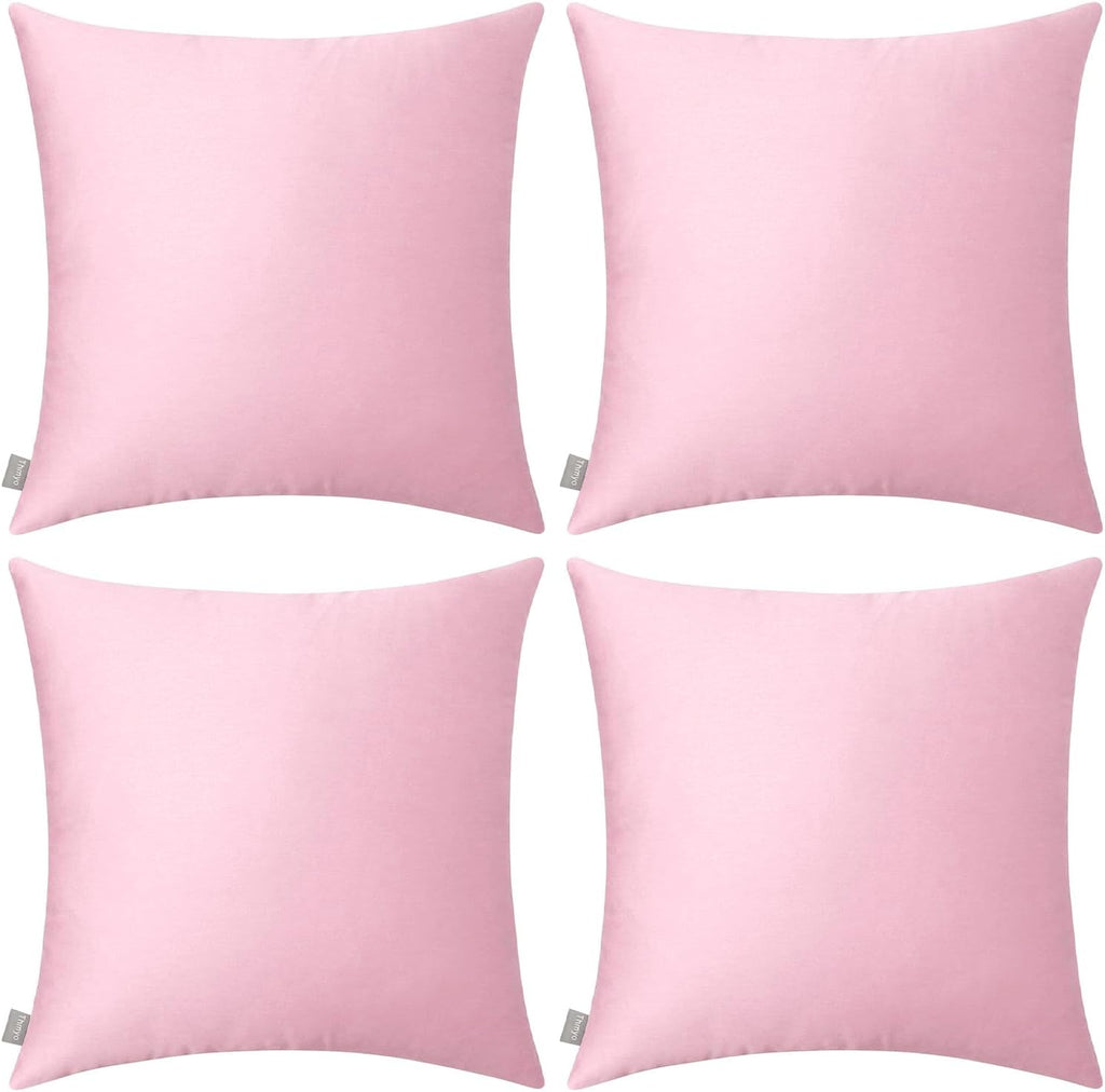 4-Pack 100% Cotton Comfortable Solid Decorative Throw Pillow Case,Thmyo Square Cushion Cover Pillowcase Sublimation Blank Pillow Covers DIY Throw Pillowcase for Sofa Couch(26x26 inch/ 66x66cm, Pink)