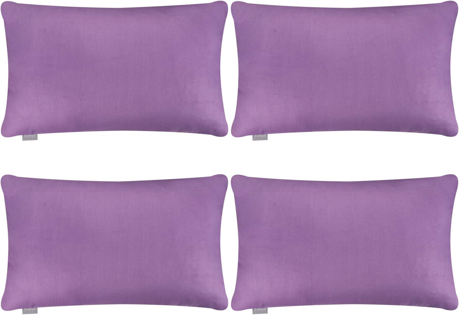 Thmyo 4-Pack 100% Cotton Lumbar Comfortable Solid Decorative Throw Pillow Case, Rectangle Cushion Cover Pillowcase Sublimation Blank Pillow Covers DIY Throw Pillowcase(12x20inch/30x50cm, Purple)