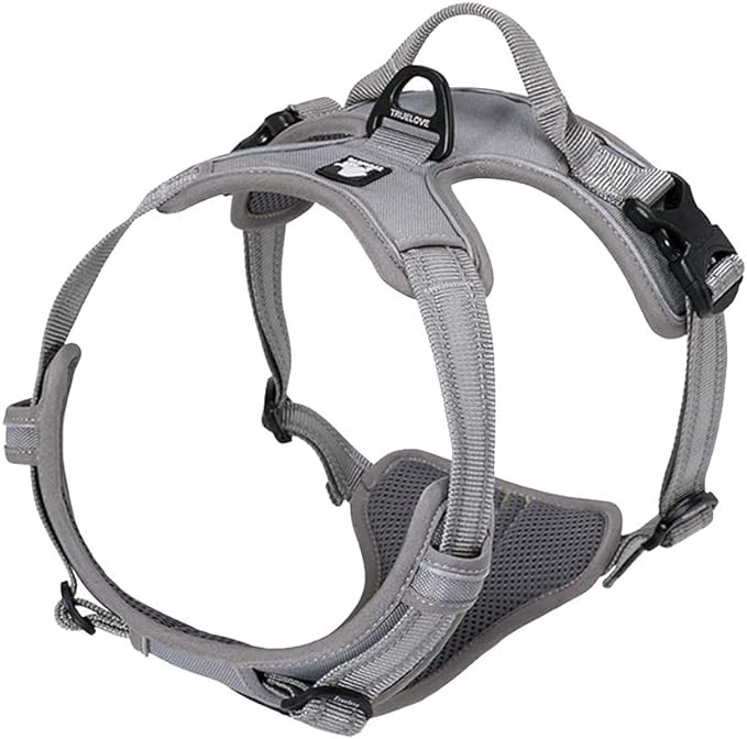 TRUE LOVE Adjustable No-Pull Dog Harness Reflective Pup Vest Harnesses Comfortable Control Brilliant Colors Truelove TLH5651(Gray,M)