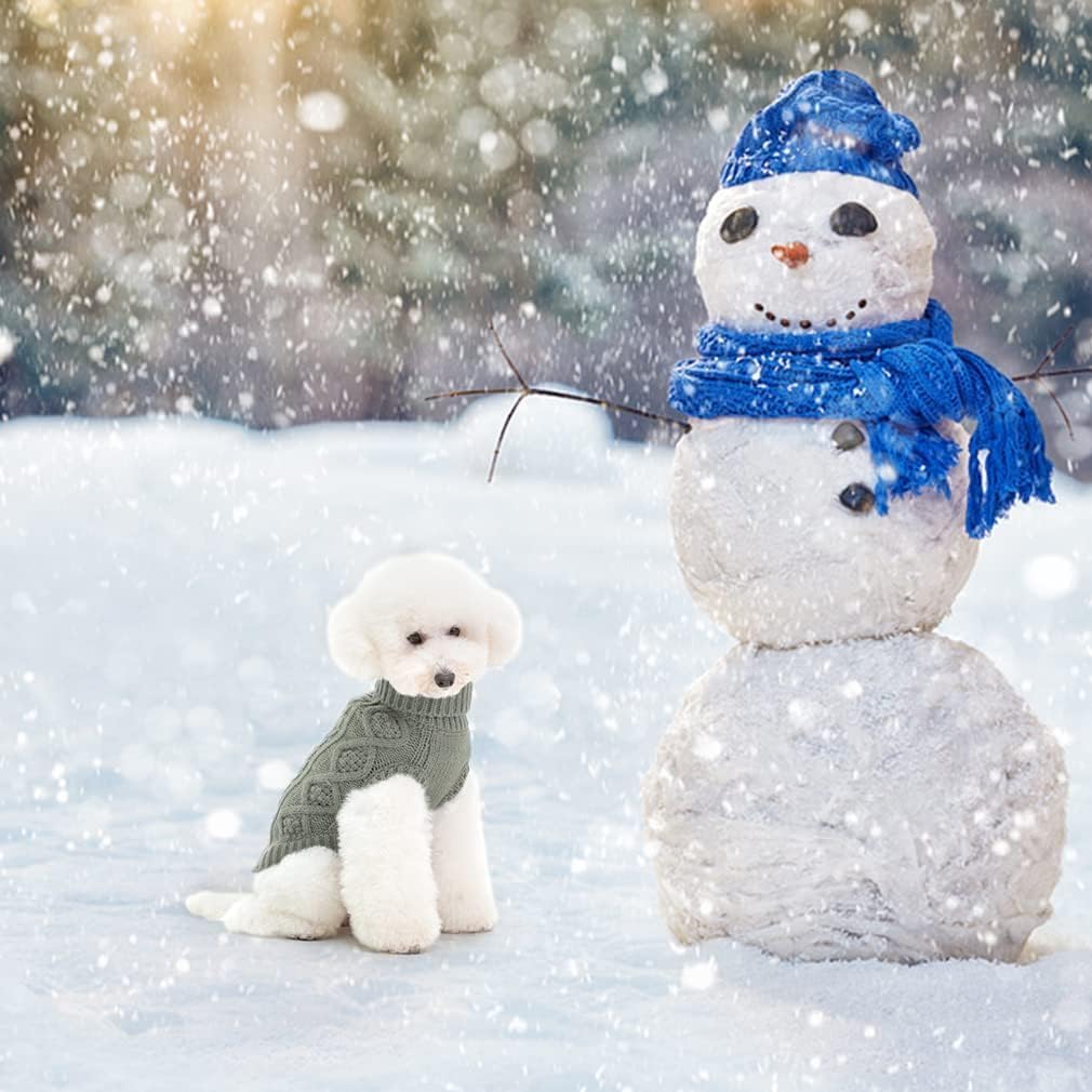 BINGPET Thermal Knitted Dog Sweater for Small Medium Large Dogs,Winter Dog Cat Coat Warm Sweartershirts Outfits,Classic Cable Knit Turtleneck Pullover Dog Jumper Coat Warm Sweartershirts