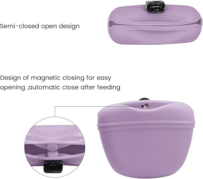 AUDWUD Silicone Dog Treat Pouch,With Dog Training Clicker,Clip on Portable Training Container,Convenient Magnetic Buckle Closing and Waist Clip