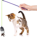 Interactive Cat Toy Wand with Feather and Bell- Vibrant Blue-Violet Wand Cat Toys for Indoor Cats- Feather String Toy for Cats and Kittens.
