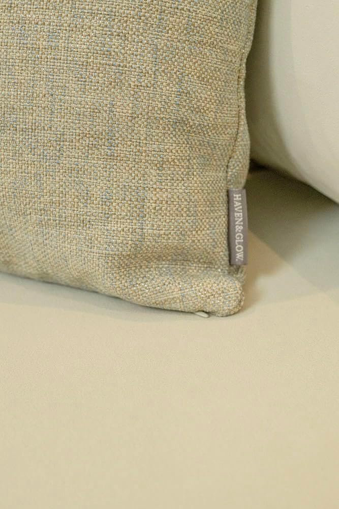 Haven & Glow Decorative Throw Pillow Cover – Square Cushion Case with Zipper | Modern Sofa, Couch & Bed Accent Pillow Covers for Living Room, Bedroom & Home Decor | 18 x 18 inches – Silver Blue – 2 Pc