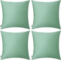 Thmyo 4-Pack 100% Cotton Comfortable Solid Decorative Throw Pillow Case, Square Cushion Cover Pillowcase Sublimation Blank Pillow Covers DIY Throw Pillowcase for Sofa(16x16 inch/ 40x40cm,Mist Green)