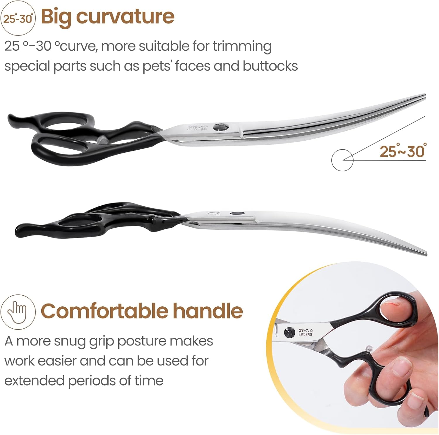 Dog Grooming Scissors,Curved Chunkers Shears Deg Grooming with Safety Round Tips, Sharp and Comfortable 4 in 1 Dog Scissers for Grooming