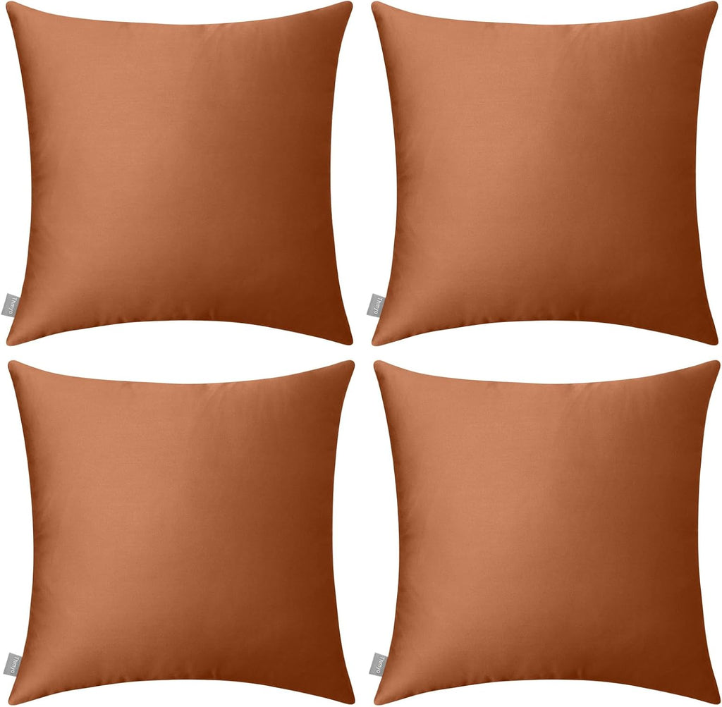 Thmyo 4-Pack 100% Cotton Comfortable Solid Decorative Throw Pillow Case, Square Cushion Cover Pillowcase Sublimation Blank Pillow Covers DIY Throw Pillowcase for Sofa(18x18 inch/ 45x45cm,Rust)