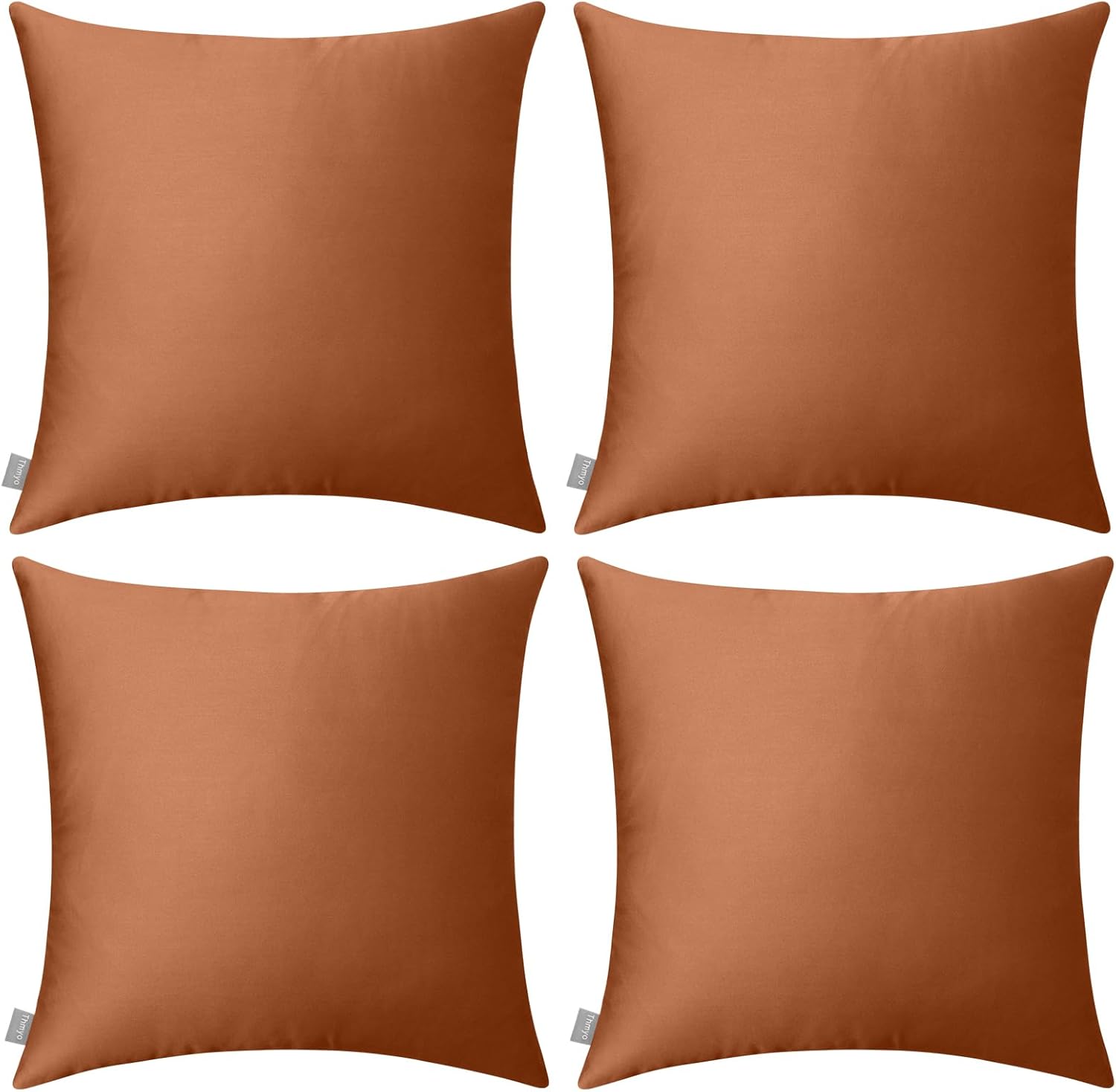 Thmyo 4-Pack 100% Cotton Comfortable Solid Decorative Throw Pillow Case, Square Cushion Cover Pillowcase Sublimation Blank Pillow Covers DIY Throw Pillowcase for Sofa(16x16 inch/ 40x40cm,Rust)