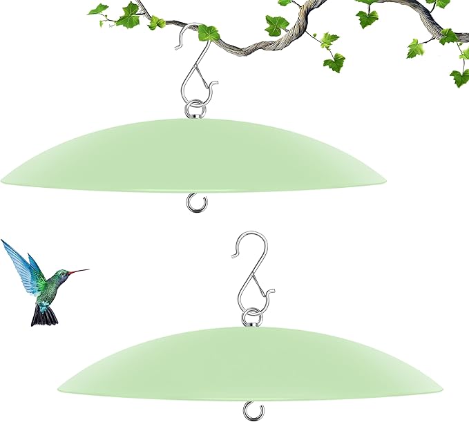 13" Bird Feeder Rain Guard, Hummingbird Feeder Shade Dome Cover, Hanging Baffle for Bird Feeder Pole (Light Green), 2 Pack