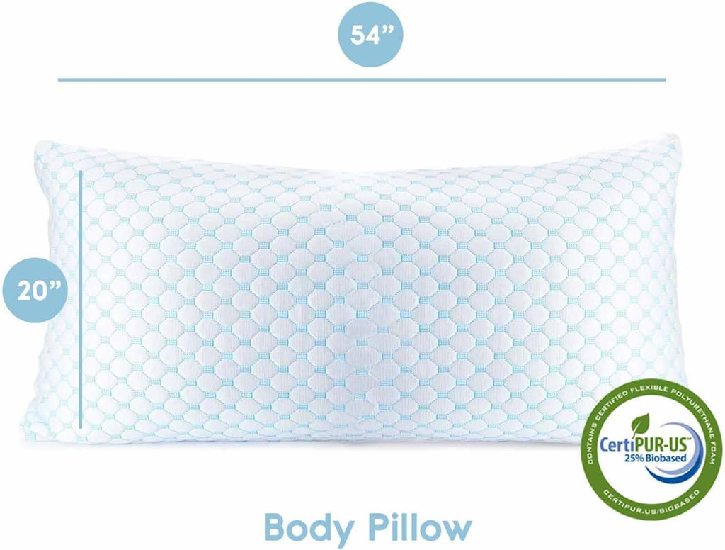 Nestl Cooling Pillow for Sleeping 2 Pack, Luxury Shredded Memory Foam Body Pillow Set of 2, Adjustable Cold Gel Pillows for Hot Sleepers Supportive Long Pillow for Side Back Stomach Sleepers