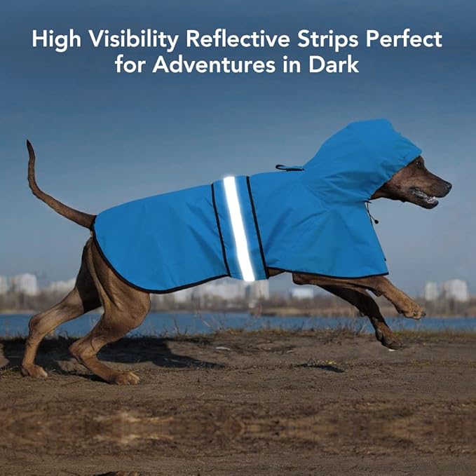 Waterproof Reflective Dog Raincoats - Adjustable Puppy Rain Coat Jacket, Lightweight Dog Hooded Slicker Raincoats Poncho for Small to X- Large Dogs and Puppies (Blue, Small)