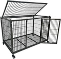 37 inch Heavy Duty Wire Dog Crate Cage Kennel for Large Dogs, High Anxiety Dog Crate with Removable Wire Trays and Wheels, Extra Large XL XXL