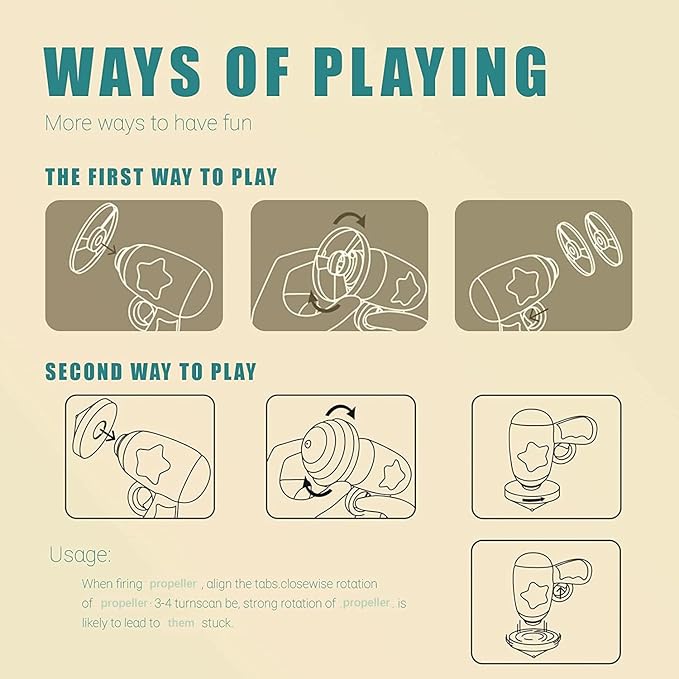 7 Piece Cat Fetch Toys, Interactive Flying Cat Toy with 5 Flying Propellers,1 Spinning Tops, Dog Cat Pet Tracks Chasing Toy for Indoor Cats (Dark Blue)