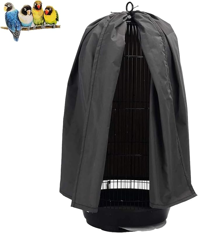 QBLEEV Round Parrot Birdcage Cover Pet Universal Blackout Cage Cover Shade Windproof Light-Proof Sleep Reduces Distractions Night Accessories Cloth Without Cage