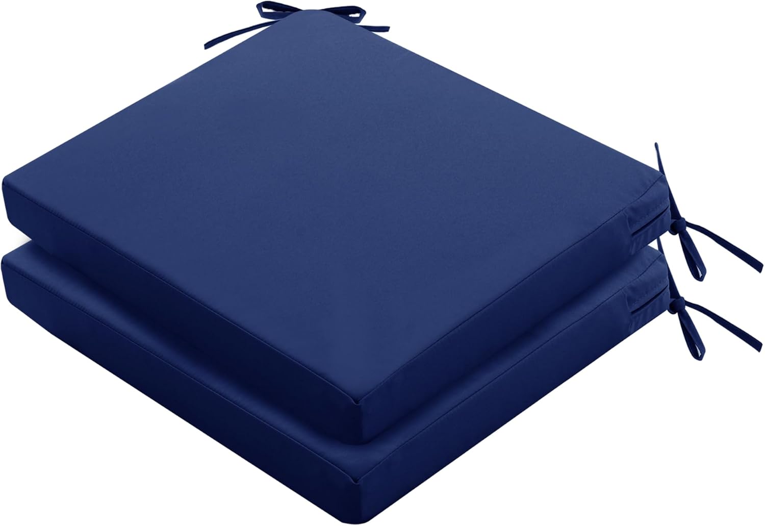 Outdoor Chair Cushions Set of 2: Waterproof & Fade Resistant Deep Seat Cushion for Patio Furniture - 24 x 24 x 3 Inch Chair Pads with Ties and Hidden Zipper - Patio Chair Cushion Replacement, Navy