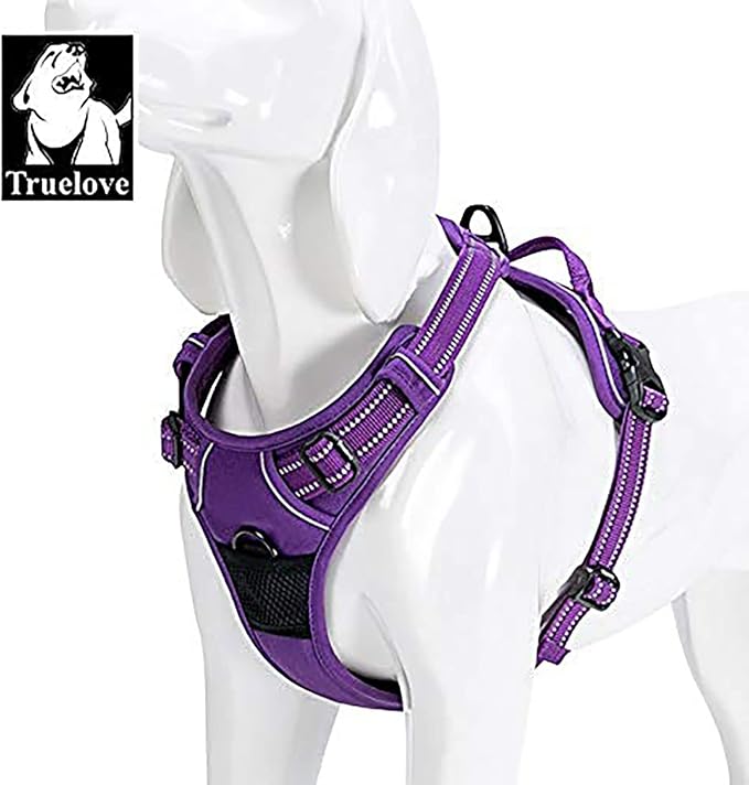 TRUE LOVE Adjustable No-Pull Dog Harness Reflective Pup Vest Harnesses Comfortable Control Brilliant Colors TLH5651(Purple,XL)