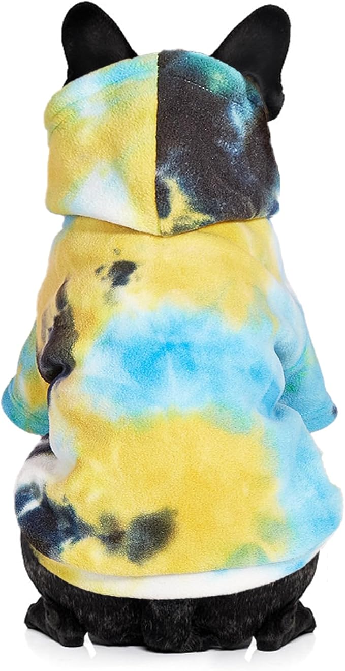 Mklhgty Tie Dye Dog Hoodie, Winter Coat for Small Dogs - Ultra-Soft Adjustable Warm Hood, Breathable Comfort Fabric for Daily Use