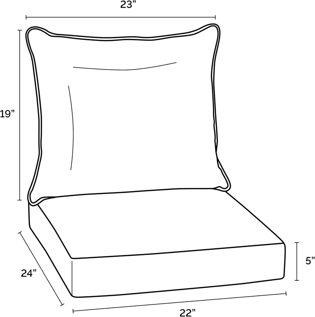 Arden Outdoor Deep Seat Cushion Set, 22 in x 24 in, Weather-Proof, Rain-Proof, Fade Resistant Patio Cushion Blue Garden Floral